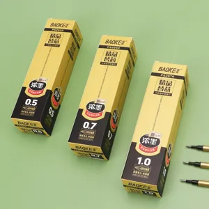 Baoke gel pen refills assorted tip sizes 0.5mm 0.7mm 1.0mm waterproof black ink writing