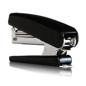 Portable mini black stapler for office and school use, compact size with durable metal build.