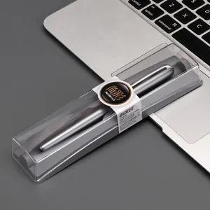 Baoke 0.5mm neutral gel pen in clear plastic box packaging, premium office writing pen.