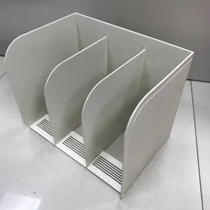 White 3-slot desktop bookend and file organizer for office and school supplies storage.