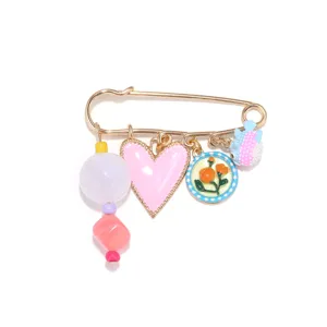 Süße Emaillierte Herz Blume Brosche Sicherheitsnadel Stil Damen Modeschmuck Accessoires