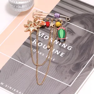 Cute cactus sun tassel brooch pin for women trendy fashion accessories jewelry gift
