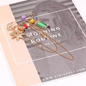 INS sweet and spicy cute painted cactus sun tassel brooch metal clothing pants pin accessory