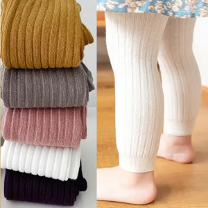 Close-up detail of ribbed knit tights showing elastic texture and stacking view.