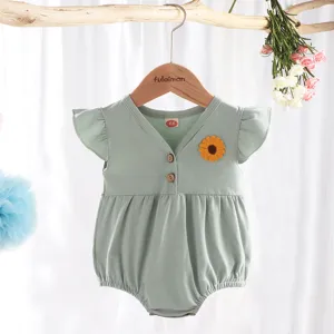 Bebé niña verano algodón mameluco manga corta margarita recién nacido body ropa