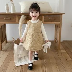 Bambina piccola vestito gilet inpile trapuntato inverno caldo vestiti carini per bambini new