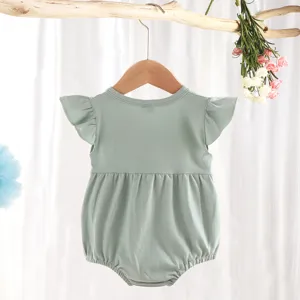 Lindo bebé niña mameluco de algodón verano manga corta volantes body ropa bebé