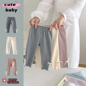 Baby peuter leggings schattige strik kant afwerking broek comfortabele casual broek