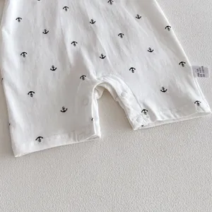Newborn Baby Boy Summer Short Sleeve Romper Infant Cute Anchor Print Cotton Bodysuit