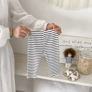 Neonato leggings a righe in maglia a costine pantalone casual bimbo comodo versatile