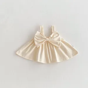 Cute baby girls summer camisole top with big bow, lightweight breathable clothing.