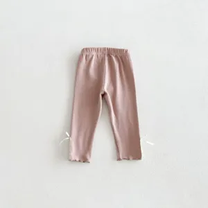 Schattige strik leggings voor peuter meisje roze katoenen broek gedetailleerd