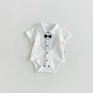 Lindo pelele de verano para bebé niño con pajarita y cuello, body de algodón suave.