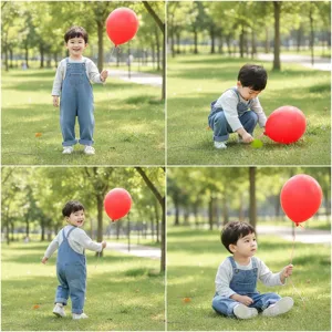 Kids denim overalls detail view, comfortable cotton fabric, cute style for baby boys and girls