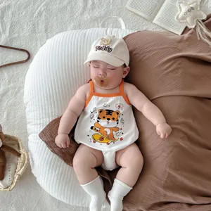 Estate neonato tutina simpatico tigre cartone animato senza maniche body bambino abiti traspiranti