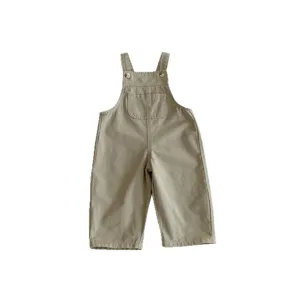 Casual khaki denim overalls for kids comfortable cotton infant romper toddler jumpsuit