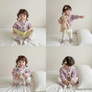 Bebé niña cárdigan jersey conjunto de dos piezas otoño primavera tierno conjunto de punto