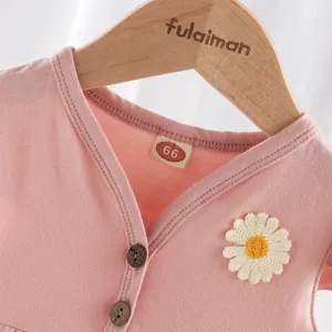Mameluco de verano para bebé niña margarita manga corta algodón body detalle de ropa