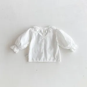 Baby white long sleeve top infant lace collar blouse sweet daily wear cute toddler shirt top.
