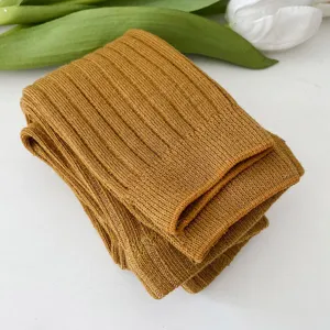 Girls ribbed tights toddlers spring autumn elastic cotton blend leggings solid color casual wear