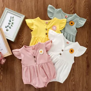 Adorable body bébé fille nouveau-né combinaison été manches courtes marguerite vêtements