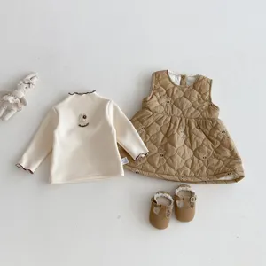 Peuter baby meisjes herfst winter gewatteerde jurk longsleeve set schattige outfit