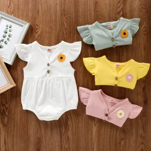 Ensemble combinaison bébé fille joli body floral à volants vêtements d'été nouveau-né