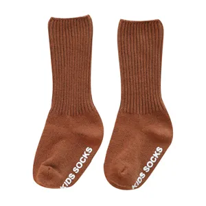 Peuter geribbelde katoenen sokken bruin antislip herfst winter warme kindersokken