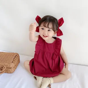 Grazioso neonato bambina tutina di cotone senza maniche estate vestito da bimba