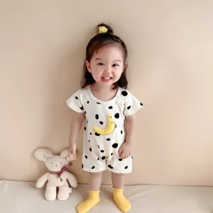 Summer baby romper newborn short sleeve cute banana print infant cotton baby clothes