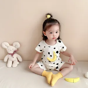 Cute infant baby romper summer thin short sleeve bodysuit newborn toddler clothes adorable outfit.