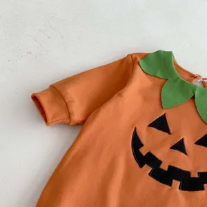 Halloween baby pumpkin romper long sleeve cute infant jumpsuit festival party clothing set.