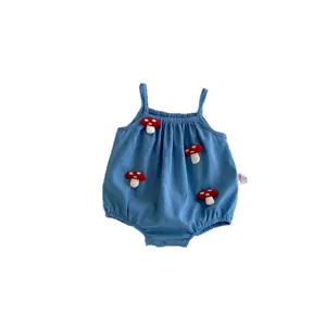 Mameluco de verano para bebé niña lindo estampado de hongo sin mangas recién nacido algodón