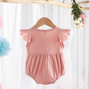 Lindo body de algodón de verano para bebé niña con manga corta y volantes para uso diario.