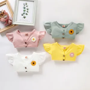 Bebé niña verano mameluco conjunto algodón manga corta body lindo margarita recién nacido