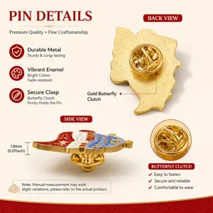 Detailed view of the patriotic metal enamel pin, durable alloy brooch with secure butterfly clutch.
