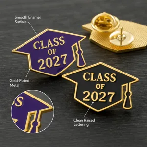 2027 Doktorhut Emaillierte Anstecknadel Vergoldetes Metall Class of 2027 Gedenkzeichen Geschenk