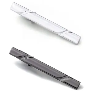 Pince à Cravate d'Affaires pour Hommes en Cuivre Métal Rayé Poli Électroplaqué Simple Barre de Cravate Costume Classique Bijoux de Mode