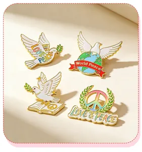 Set di spille in smalto colomba della pace vintage, accessori in metallo per zaini e vestiti.