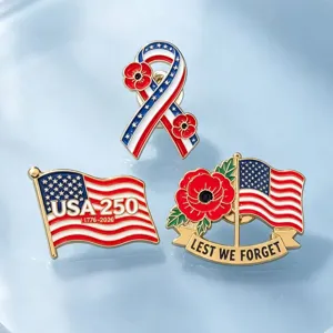 Juego de broches esmaltados patrióticos americanos, insignia conmemorativa USA 250.