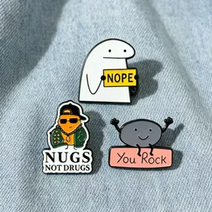 Creatief metalen geëmailleerde speldjes set, grappige cartoon broche badges voor kleding.