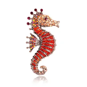 Broche hippocampe en cristal étincelant élégant corsage animal pour accessoires de vêtements