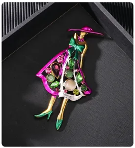 Elegante spilla da donna in lega con strass cristalli colorati gioielli di moda accessorio chic