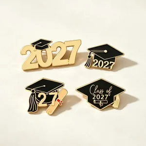 Abschluss 2027 Brosche Stift schwarz gold Emaillierung Doktorhut Abzeichen Geschenk