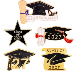 Abschluss Emaille Pin Set 2027 Doktorhut Metall Brosche Studenten Erinnerungsgeschenk
