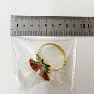 Christmas metal napkin ring red green holiday table decoration holder accessory item