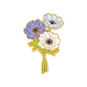 Metalische bloemen emaille broche pin voor dameskleding, elegante boeket badge accessoire