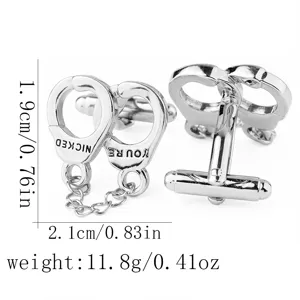 Boutons de manchette en forme de menottes argentées pour homme chemise accessoire 1.9x2.1cm