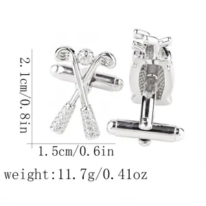 Boutons de manchette de golf en argent pour hommes, accessoires de chemise élégants.