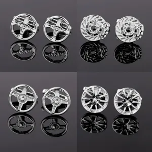 Boutons de Manchette en Cuivre pour Hommes Design Volant Automobile Moyeu de Roue Disque de Frein Chemise Française Bijoux